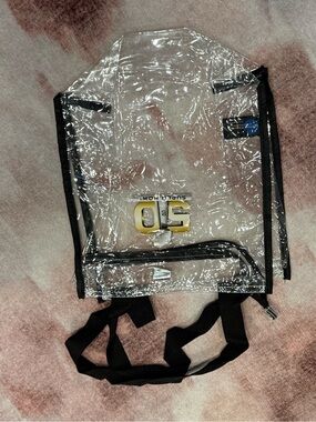 Clear Black-Trim PVC Tote Bag with Front Zip Pocket